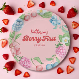 Strawberry 1. Geburtstag Berry erstes Mädchen Gebu Pappteller