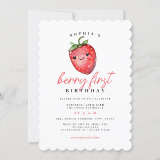 Strawberry 1. Geburtstag Berry First Einladung