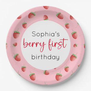 Strawberry 1. Geburtstag Berry First Pappteller