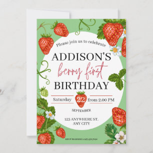 Strawberry 1. Geburtstag Berry Sweet Einladung