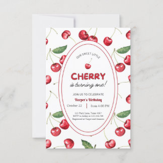 Strawberry 1. Geburtstag Einladung First Berry Swe