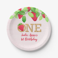 Strawberry 1. Geburtstag Mädchen Rote Rustikale Pa