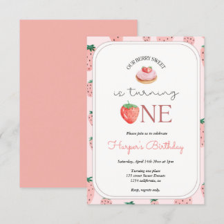 Strawberry 1. Geburtstag Party Berry First Einladung