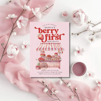 Strawberry 1. Geburtstag Party Berry First Girl Einladung