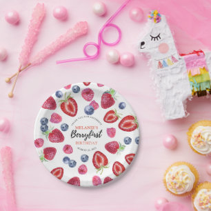 Strawberry 1. Geburtstag Party Berry First Pappteller