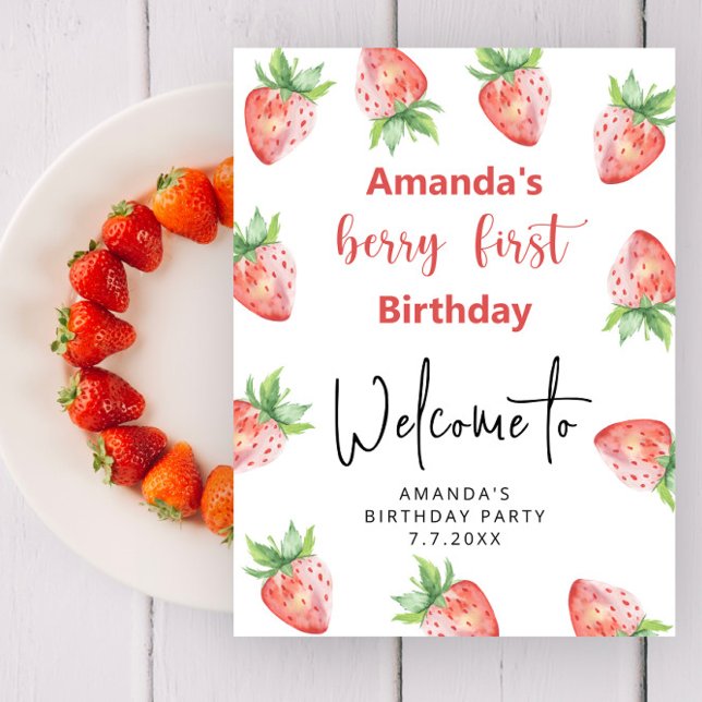 Strawberry 1. Geburtstag Party | Berry First Poster (Von Creator hochgeladen)