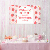 Berry First Birthday Banner – Glitzer-Erdbeer-Banner Für Den 1. Geburtstag (rosa)