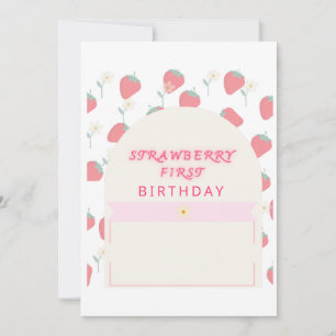 Strawberry 1. Geburtstag Party erste Einladung