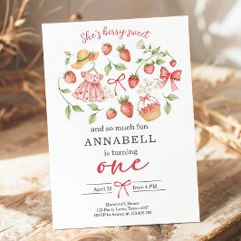 Strawberry 1st Birthday Invite First Berry Sweet Einladung