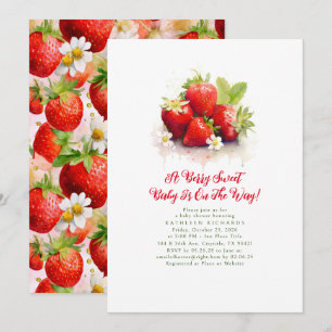 Strawberry A Berry Sweet Baby Girl Baby Dusche Einladung