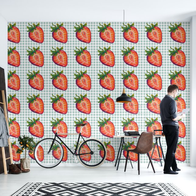 Strawberry, aardbei tapete (Wohnbereich)