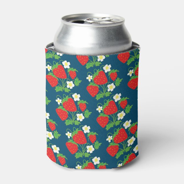 Strawberry and Flower Blue Pattern Dosenkühler (Kanne Vorderseite)