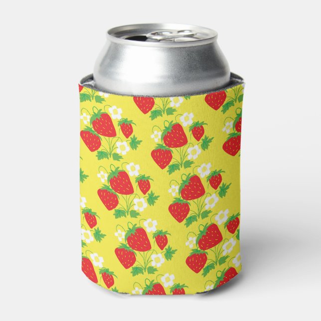 Strawberry and Flower Yellow Pattern Dosenkühler (Kanne Vorderseite)