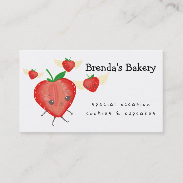 Strawberry angels bakery confections business card visitenkarte (Vorderseite)
