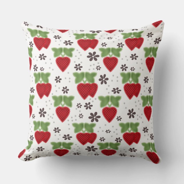 Strawberry applique on a white background retro  kissen (Vorderseite)
