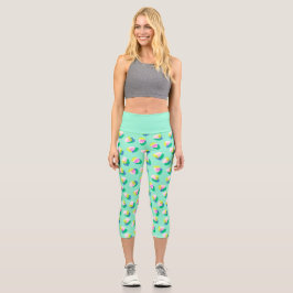 Strawberry Aqua Capri Leggings