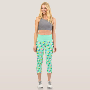 Strawberry Aqua Capri Leggings