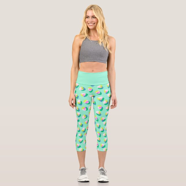 Strawberry Aqua Capri Leggings (Vorderseite)