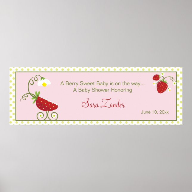 Strawberry Baby Carriage | Babyduschbanner Poster (Vorne)