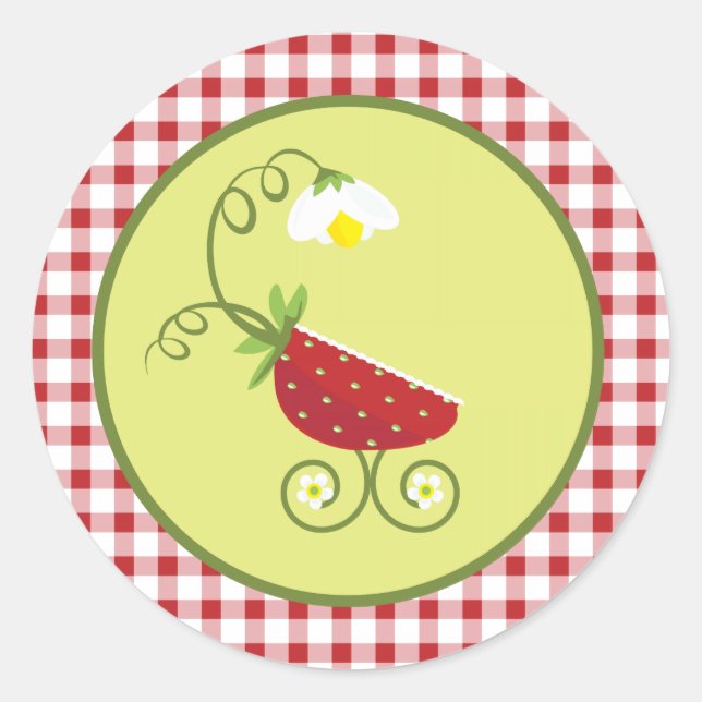 Strawberry Baby Carriage Favor Sticker (Vorderseite)