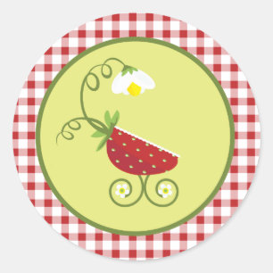 Strawberry Baby Carriage Favor Sticker
