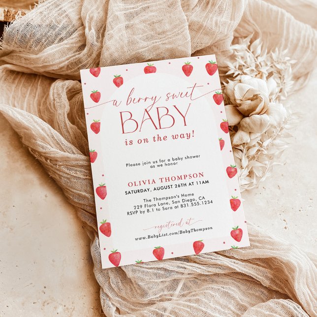 Strawberry Baby Dusche | Berry Sweet Baby Girl Einladung (Von Creator hochgeladen)