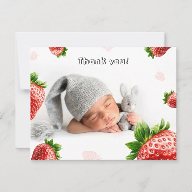 Strawberry Baby Dusche - Danke Karte (Vorderseite)