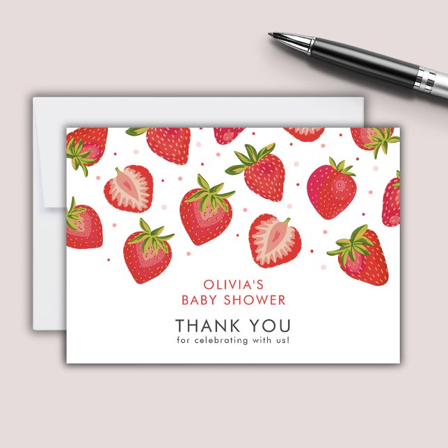 Strawberry Baby Dusche Danke Karte (Strawberry Baby Shower thank you notecards)