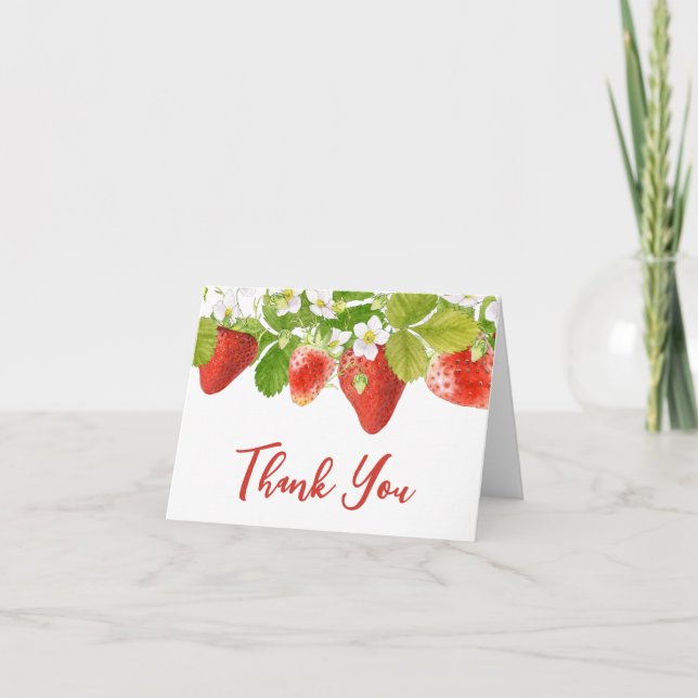 Strawberry Baby Dusche Danke Karte (Vorderseite)