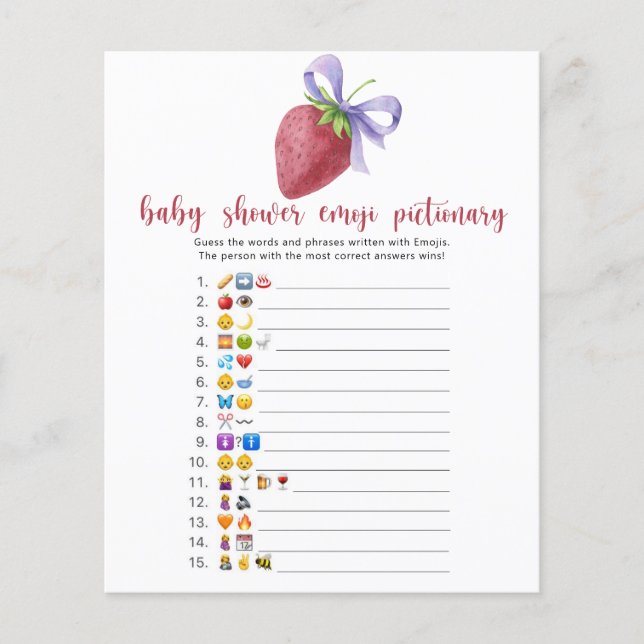 Strawberry - Baby-Dusche Emoji-Spiel (Vorderseite)