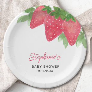 Strawberry Baby Dusche Pappteller