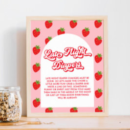 Strawberry Baby Dusche Spate Night Diapers Spiel Poster