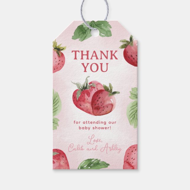 Strawberry Baby Dusche Vielen Dank für Ihr Interes Geschenkanhänger (Vorderseite)