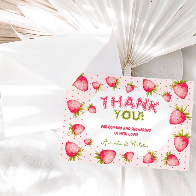 Strawberry Baby Girl Dusche Summer Pink Dankeskarte (Von Creator hochgeladen)