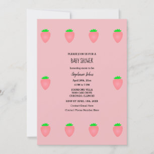 Strawberry Baby Shower Baby Girl Pink Niedlich 202 Einladung