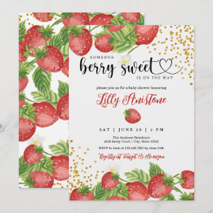 Strawberry Baby Shower Berry Sweet Einladung