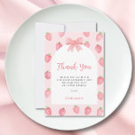 Strawberry Baby Shower Dankeskarte<br><div class="desc">This cute strawberry-themed girl's baby shower thank you card features watercolor strawberries and a bow with pink script typography on an arch background. It is easily customizable. Original Watercolor © Michele Davies</div>