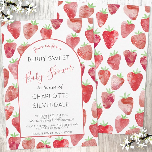 Strawberry Baby Shower Einladung (Von Creator hochgeladen)