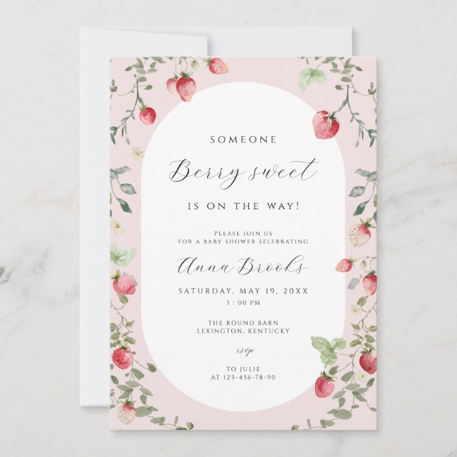 Strawberry Baby Shower Einladung | Berry Sweet (Vorderseite)