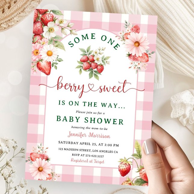 Strawberry Baby Shower Girl Pink Berry Sweet Einladung (Von Creator hochgeladen)
