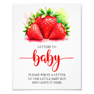 Strawberry Baby Shower Letters to Baby Sign Fotodruck