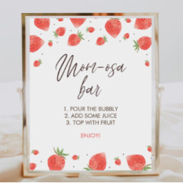 Strawberry Baby Shower Mama-osa Bar Sign Poster