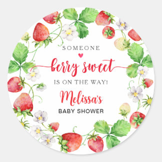 Strawberry Baby Shower Runder Aufkleber