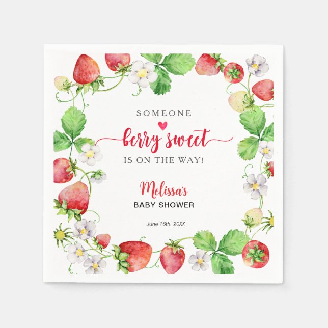 Strawberry Baby Shower Serviette (Vorderseite)