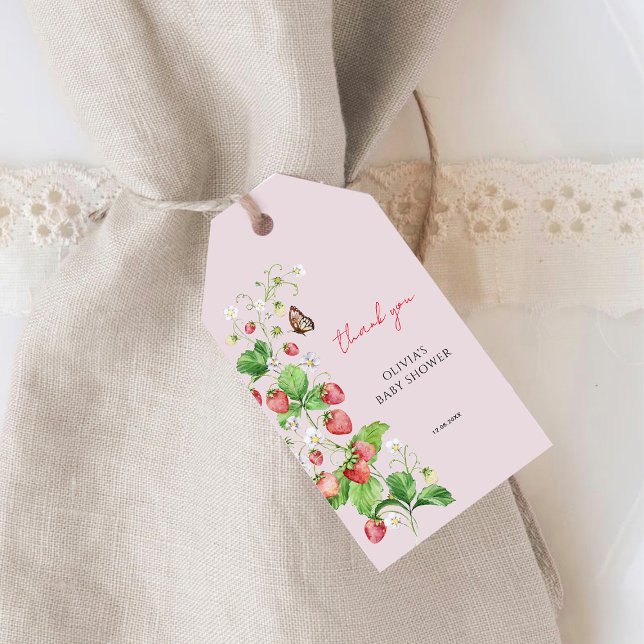 Strawberry Baby Shower Vielen Dank Geschenkanhänger (Von Creator hochgeladen)