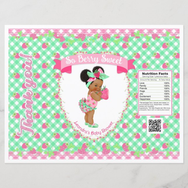 Strawberry Baby Theme Pink & Mint Gingham Chip Bag (Vorderseite)