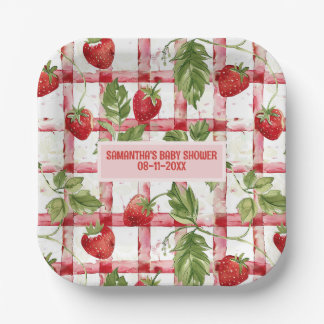 Strawberry-Babydusche Pappteller