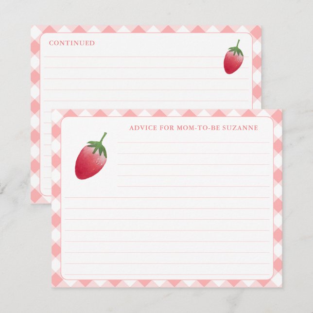 Strawberry Babyduschenempfehlung für Mama Card Einladung (Vorne/Hinten)