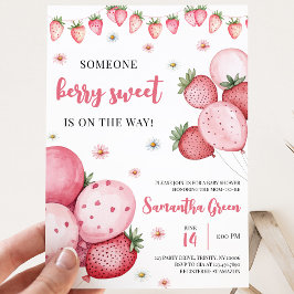 Strawberry Balloon Babydusche Einladung