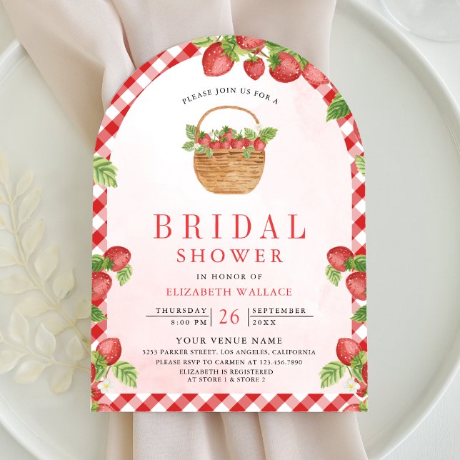 Strawberry Basket Berry Sweet Arch Brautparty Einladung (Von Creator hochgeladen)